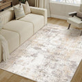4x6 Washable Area Rug Beige Grey Neutral Abstract Entryway Kitchen Non Slip Low Pile Throw Rug Living Room Bedroom Indoor Doormat Soft Carpet for Entrance Bathroom Office
