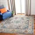 SAFAVIEH Monaco Collection Area Rug - 5' Square, Grey & Light Blue, Boho Chic Medallion Distressed Design, Non-Shedding & Easy Care, Ideal for High Traffic Areas in Living Room, Bedroom (MNC243G)