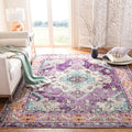 SAFAVIEH Monaco Collection Area Rug - 8' x 10', Violet & Light Blue, Boho Chic Medallion Distressed Design, Non-Shedding & Easy Care, Ideal for High Traffic Areas in Living Room, Bedroom (MNC243L)
