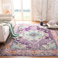 SAFAVIEH Monaco Collection X-Large Area Rug - 11' x 15', Violet & Light Blue, Medallion Distressed Design, Non-Shedding & Easy Care, Ideal for High Traffic Areas in Living Room, Bedroom (MNC243L)