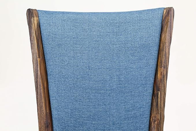 East West Furniture X777VE721-7 7 Piece Dining Room Furniture Set Consist of a Rectangle Dining Table with X-Legs and 6 Blue Color Linen Fabric Parsons Chairs, 40x72 Inch, Multi-Color