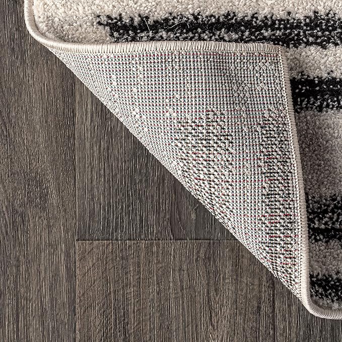JONATHAN Y Khalil Modern Berber Stripe Cream/Black Indoor Area Rug, 4x6, Contemporary, Bohemian, Easy-Cleaning for Living Room, Bedroom, Kitchen, Pet Friendly, Non-Shedding (MOH207A-4)