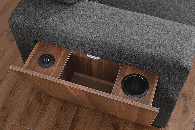 Devion Furniture Maison 4-in-1 Convertible L Shaped Couch with Pull Out Bed and Storage, Sectional Sleeper Sofa with Reversible Chaise for Living Room, Apartment, Bedroom, Office