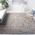 SAFAVIEH Area Rug 8x10 - Florida Shag Collection - Large - Grey & Light Blue, Scroll Design, Non-Shedding & Easy Cleaning, Plush Thick Pile, Ideal for Living Room, Bedroom, Dining Space (SG455-1160)