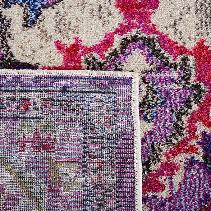 SAFAVIEH Monaco Collection Runner Rug - 2'2" x 6', Violet & Fuchsia, Boho Chic Medallion Distressed Design, Non-Shedding & Easy Care, Ideal for High Traffic Areas in Living Room, Bedroom (MNC243P)