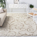 SAFAVIEH Florida Shag Collection X-Large Area Rug - 11' x 15', Cream & Beige, Scroll Design, Non-Shedding & Easy Care, 1.2-inch Thick Ideal for High Traffic Areas in Living Room, Bedroom (SG455-1113)