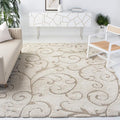 SAFAVIEH Florida Shag Collection Area Rug - 9'6" x 13', Cream & Beige, Scroll Design, Non-Shedding & Easy Care, 1.2-inch Thick Ideal for High Traffic Areas in Living Room, Bedroom (SG455-1113)