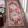 SAFAVIEH Monaco Collection Runner Rug - 2'2" x 20', Pink & Multi, Boho Chic Medallion Distressed Design, Non-Shedding & Easy Care, Ideal for High Traffic Areas in Living Room, Bedroom (MNC243D)