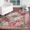 SAFAVIEH Monaco Collection Area Rug - 5'1" x 7'7", Pink & Multi, Boho Chic Medallion Distressed Design, Non-Shedding & Easy Care, Ideal for High Traffic Areas in Living Room, Bedroom (MNC243D)