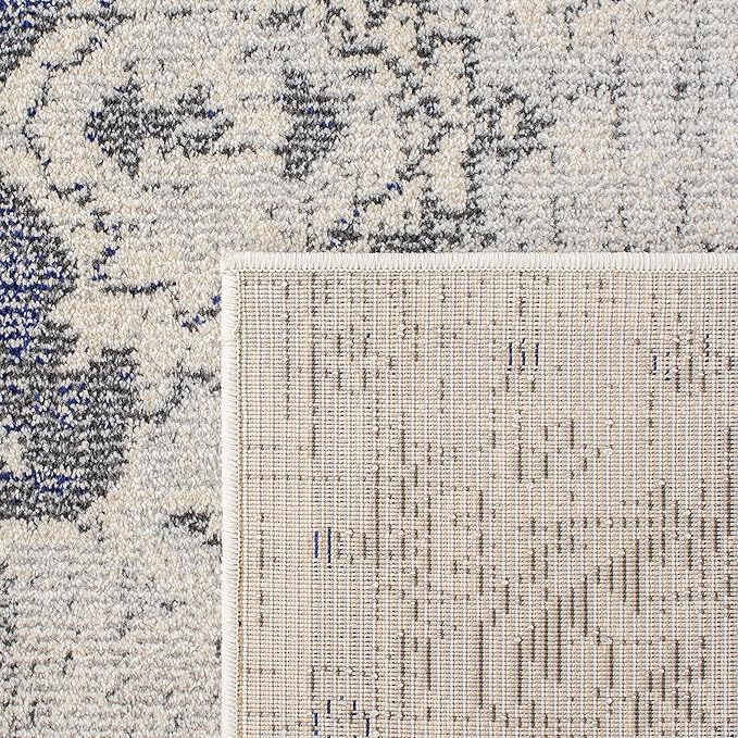 SAFAVIEH Monaco Collection Area Rug - 9' x 12', Ivory & Grey, Boho Chic Medallion Distressed Design, Non-Shedding & Easy Care, Ideal for High Traffic Areas in Living Room, Bedroom (MNC243B)