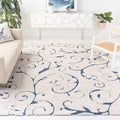 SAFAVIEH Florida Shag Collection X-Large Area Rug - 11' x 15', Cream & Blue, Scroll Design, Non-Shedding & Easy Care, 1.2-inch Thick Ideal for High Traffic Areas in Living Room, Bedroom (SG455-1165)