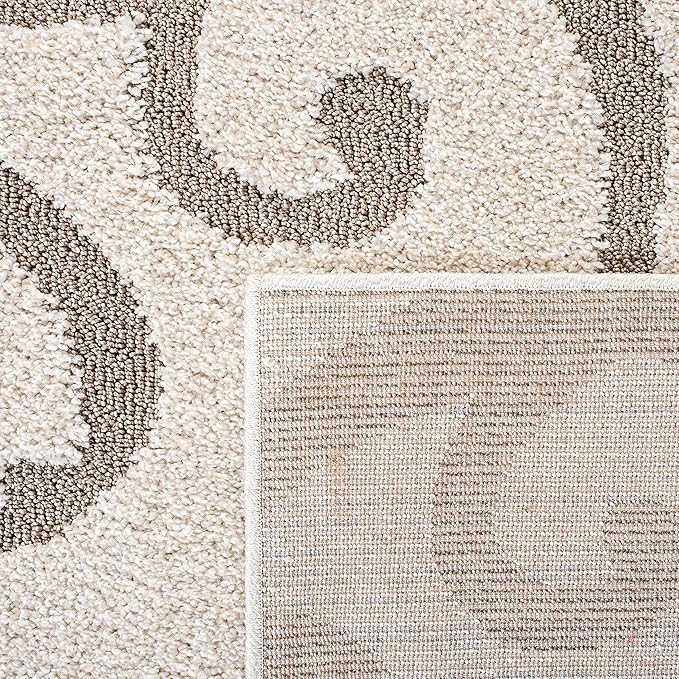 SAFAVIEH Florida Shag Collection Area Rug - 5'3" x 7'6", Ivory & Beige, Scroll Design, Non-Shedding & Easy Care, 1.2-inch Thick Ideal for High Traffic Areas in Living Room, Bedroom (SG455-13LT)
