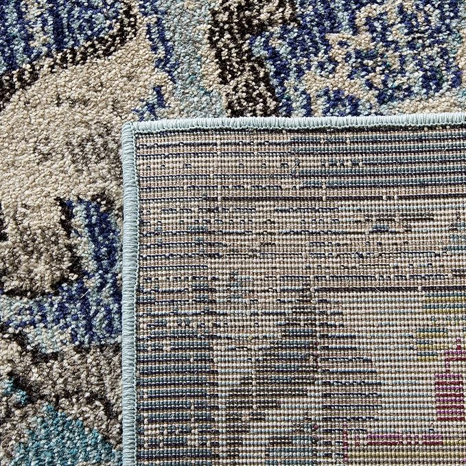 SAFAVIEH Monaco Collection Runner Rug - 2'2" x 6', Navy & Light Blue, Boho Chic Medallion Distressed Design, Non-Shedding & Easy Care, Ideal for High Traffic Areas in Living Room, Bedroom (MNC243N)