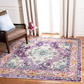 SAFAVIEH Monaco Collection Area Rug - 6'7" Square, Violet & Light Blue, Boho Chic Medallion Distressed Design, Non-Shedding & Easy Care, Ideal for High Traffic Areas in Living Room, Bedroom (MNC243L)