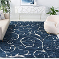 SAFAVIEH Florida Shag Collection X-Large Area Rug - 11' x 15', Dark Blue & Cream, Non-Shedding & Easy Care, 1.2-inch Thick Ideal for High Traffic Areas in Living Room, Bedroom (SG455-6511)