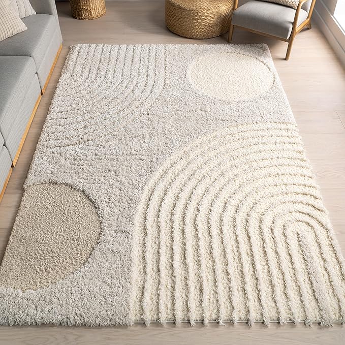 nuLOOM Gloria Abstract Shag Area Rug, 6' 7" x 9', Beige