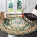 SAFAVIEH Monaco Collection Area Rug - 8'8" Round, Forest Green & Light Blue, Medallion Distressed Design, Non-Shedding & Easy Care, Ideal for High Traffic Areas in Living Room, Bedroom (MNC243F)