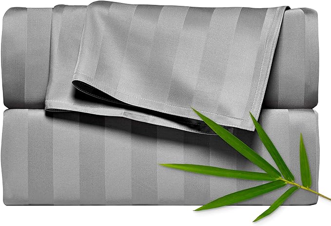 Twin Sheets by Pure Bamboo, Genuine 100% Organic Viscose Derived from Bamboo Bed Sheet Set, Luxuriously Soft & Cooling, Double Stitching, Lifetime Quality Promise (Twin, Jacquard Stone)