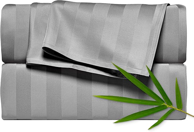 California King Sheets by Pure Bamboo, Genuine 100% Organic Viscose Derived from Bamboo Bed Sheet Set, Soft & Cooling, Double Stitching, Lifetime Quality Promise (California King, Jacquard Stone)