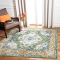 SAFAVIEH Monaco Collection Area Rug - 11' Square, Forest Green & Light Blue, Medallion Distressed Design, Non-Shedding & Easy Care, Ideal for High Traffic Areas in Living Room, Bedroom (MNC243F)