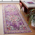 SAFAVIEH Monaco Collection Runner Rug - 2'2" x 8', Violet & Fuchsia, Boho Chic Medallion Distressed Design, Non-Shedding & Easy Care, Ideal for High Traffic Areas in Living Room, Bedroom (MNC243P)