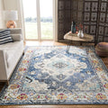 SAFAVIEH Monaco Collection Area Rug - 9' x 12', Navy & Light Blue, Boho Chic Medallion Distressed Design, Non-Shedding & Easy Care, Ideal for High Traffic Areas in Living Room, Bedroom (MNC243N)