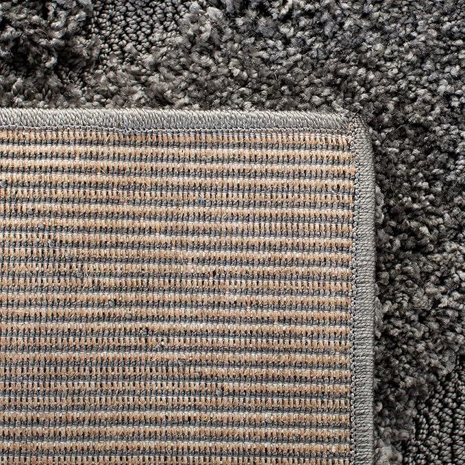 SAFAVIEH Florida Shag Collection 11' Round Grey SG455 Scrolling Vine Graceful Swirl Textured Non-Shedding Living Room Bedroom Dining Room Entryway Plush 1.2-inch Thick Area Rug