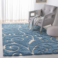 SAFAVIEH Florida Shag Collection Area Rug - 6' x 9', Light Blue & Cream, Scroll Design, Non-Shedding & Easy Care, 1.2-inch Thick Ideal for High Traffic Areas in Living Room, Bedroom (SG455-6011)