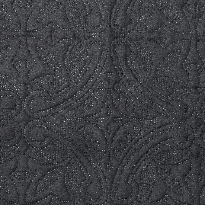 Great Bay Home Reversible Loveseat Cover - Washable Slipcover Furniture Protector with Elastic Straps - Couch Cover for Dogs, Kids, and Pets - Quilted & Stitched Detail (Loveseat, Black/Taupe)