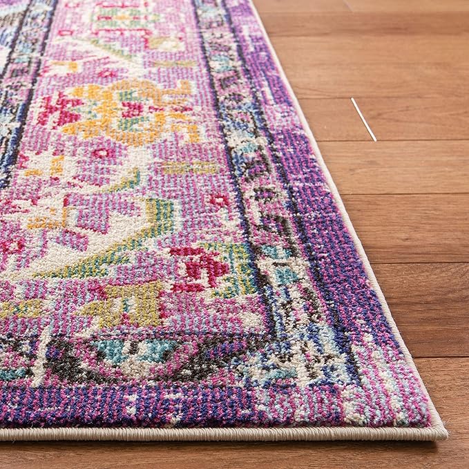 SAFAVIEH Monaco Collection Accent Rug - 3' x 5', Violet & Light Blue, Medallion Distressed Design, Non-Shedding & Easy Care, Ideal for High Traffic Areas in Entryway, Living Room, Bedroom (MNC243L)