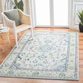 SAFAVIEH Monaco Collection Accent Rug - 4' x 5'7", Light Blue & Ivory, Medallion Distressed Design, Non-Shedding & Easy Care, Ideal for High Traffic Areas in Entryway, Living Room, Bedroom (MNC243K)