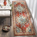 SAFAVIEH Monaco Collection Runner Rug - 2'2" x 12', Orange & Light Blue, Boho Chic Medallion Distressed Design, Non-Shedding & Easy Care, Ideal for High Traffic Areas in Living Room, Bedroom (MNC243H)