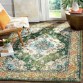 SAFAVIEH Monaco Collection Area Rug - 5'1" x 7'7", Forest Green & Light Blue, Medallion Distressed Design, Non-Shedding & Easy Care, Ideal for High Traffic Areas in Living Room, Bedroom (MNC243F)