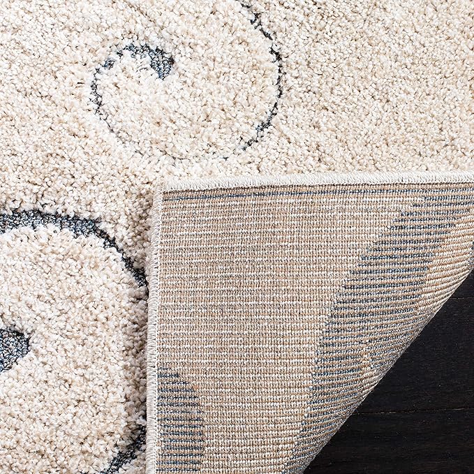SAFAVIEH Florida Shag Collection Runner Rug - 2'3" x 9', Beige & Blue Grey, Scroll Design, Non-Shedding & Easy Care, 1.2-inch Thick Ideal for High Traffic Areas in Living Room, Bedroom (SG455-1155)