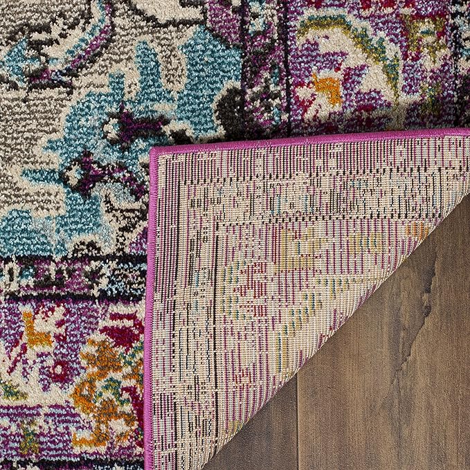 SAFAVIEH Monaco Collection Runner Rug - 2'2" x 6', Violet & Light Blue, Boho Chic Medallion Distressed Design, Non-Shedding & Easy Care, Ideal for High Traffic Areas in Living Room, Bedroom (MNC243L)