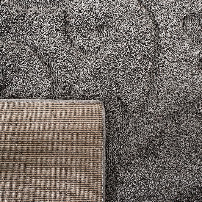 SAFAVIEH Florida Shag Collection Area Rug - 5'3" x 7'6", Grey, Scroll Design, Non-Shedding & Easy Care, 1.2-inch Thick Ideal for High Traffic Areas in Living Room, Bedroom (SG455-8013)