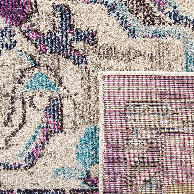 SAFAVIEH Monaco Collection X-Large Area Rug - 11' x 15', Violet & Light Blue, Medallion Distressed Design, Non-Shedding & Easy Care, Ideal for High Traffic Areas in Living Room, Bedroom (MNC243L)